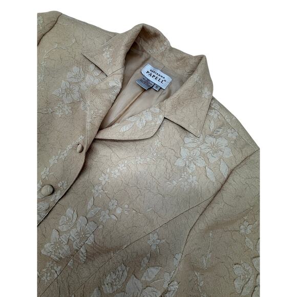 Adrianna Papell Jackets & Blazers - Adrianna Papell Tan Jacquard Brocade Party Business Lined Long Blazer Jacket 10
